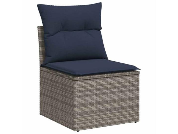 KTHLBRH Gartenmöbel-Set, 11-teilig, mit Kissen aus Polyrattan, grau Outdoor Lounge, Tisch mit verstellbarer Tischplatte und Sitzflächen mit wasserdichter Aufbewahrungsbox