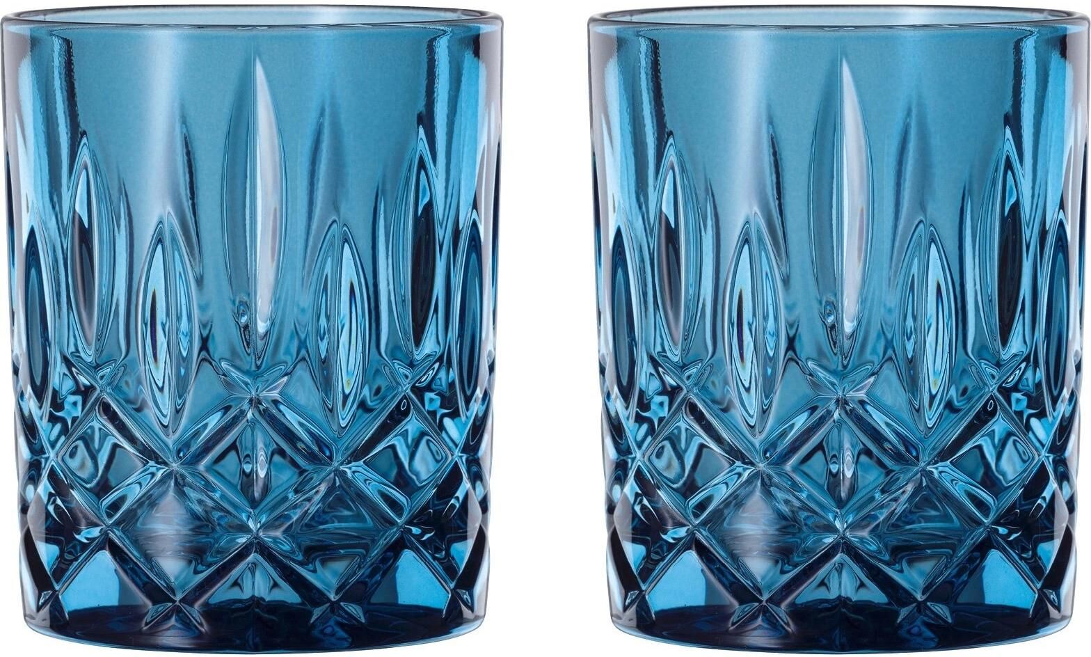 Whiskyglas NACHTMANN "NOBLESSE TUMBLER DA WHISKY, 2 Stück", blau, B:8,2cm H:10,2cm Ø:8,2cm, Glas, Kristallglas, Trinkgefässe, Whiskyglas blau Ø 8,2cm x 10,2cm, 300ml, 2 Stk.