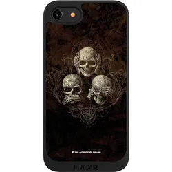Nivocase Handyhülle für Apple iPhone 8 Hülle NIVOpure Case Schwarz Art Gothic Totenköpfe (Apple iPhone 8), Smartphone Hülle, Schwarz