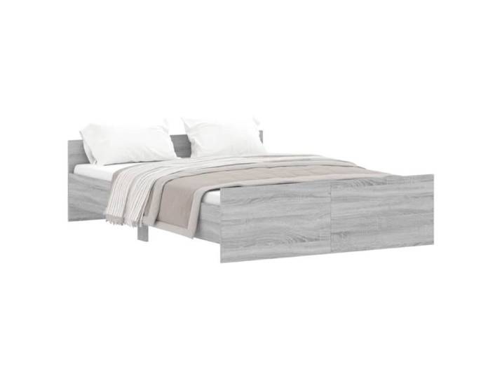 Cadre de lit - GOTOTOP - 140x190 cm - Bois d'ingénierie - Sonoma gris - 2 places
