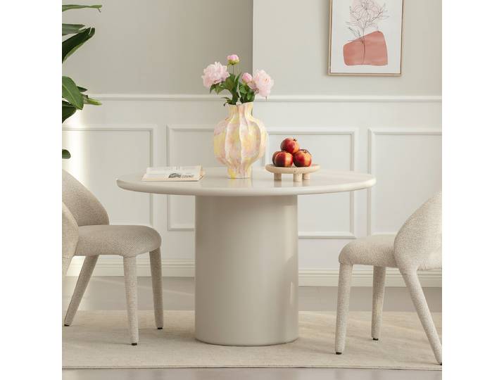 Esstisch ELLT Ø 120cm Beige/Cremeweiß