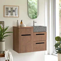 Schrank aus Nussbaumholz mit Waschbecken 85 Line