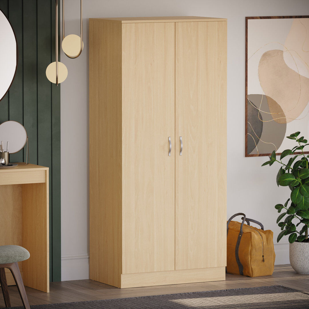 Hashtag Home Maybery 2 Door Wardrobe Pine 170cm H X 76cm W X 53cm D