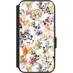 Nivocase Klapphülle für Samsung Galaxy A54 5G Handyhülle aus Kunst Leder NIVOflip schwarz Blume Muster (Samsung Galaxy A54 5G), Smartphone Hülle, Schwarz
