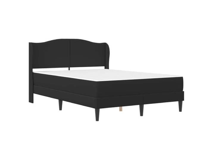 KTHLBRH Bettgestell mit Kopfteil schwarz 140 x 190 cm Kunstleder Robustes Sperrholz, einfache Reinigung, einfache Montage, Stauraum unter dem Bett