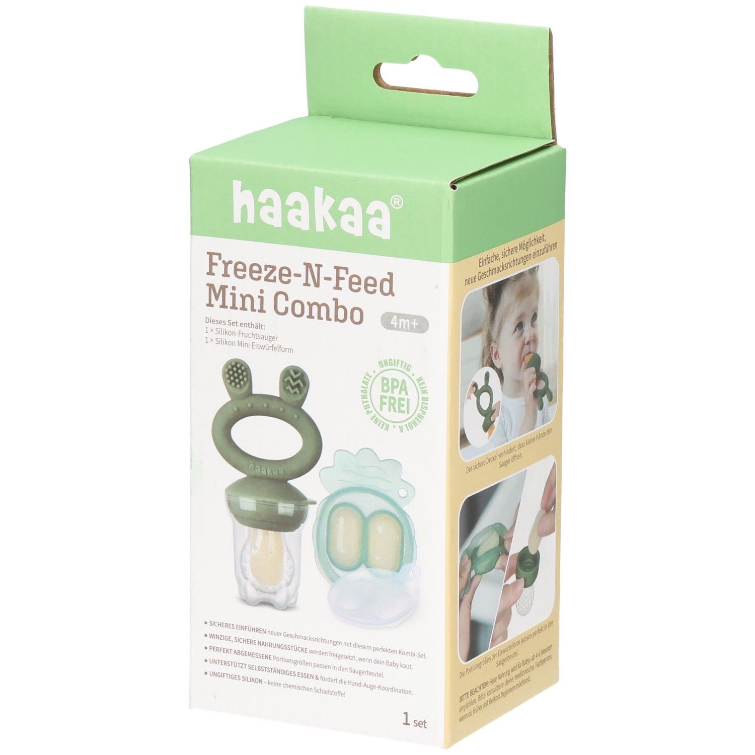 Haakaa Freeze-N-Feed Fruchts Set Mini oliv 2 Stk St