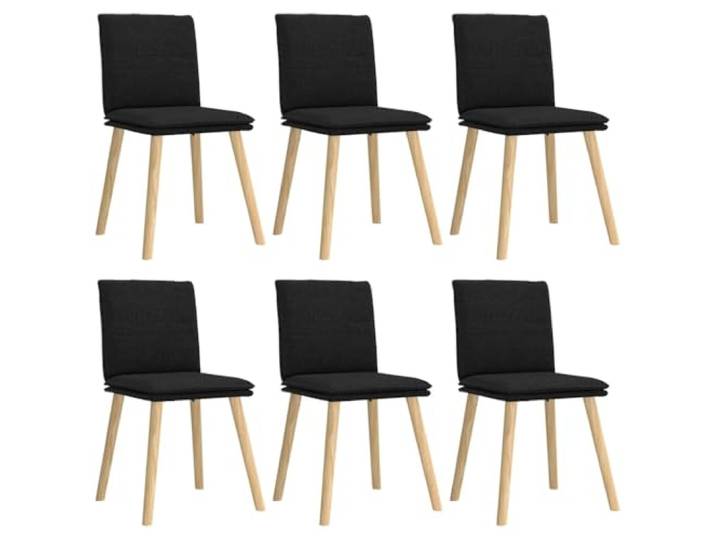 KLGBNCVE Esszimmerstühle 6 STK. Schwarz Stoff Metall und Holz Gestell, dicker Schaumstoff, atmungsaktiver Stoff, Esszimmer, Wohnzimmer, Gästezimmer