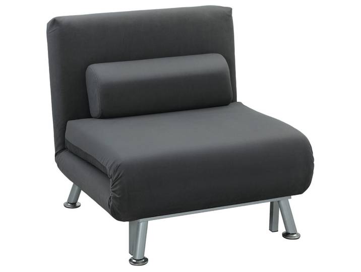 ComfortXL Schlafsessel De-08197 mit Bettfunktion, Samtoptik, Dunkelgrau, 70x75x75 cm, Wohnzimmer, Sofas & Couches, Schlafsofas, Schlafsessel