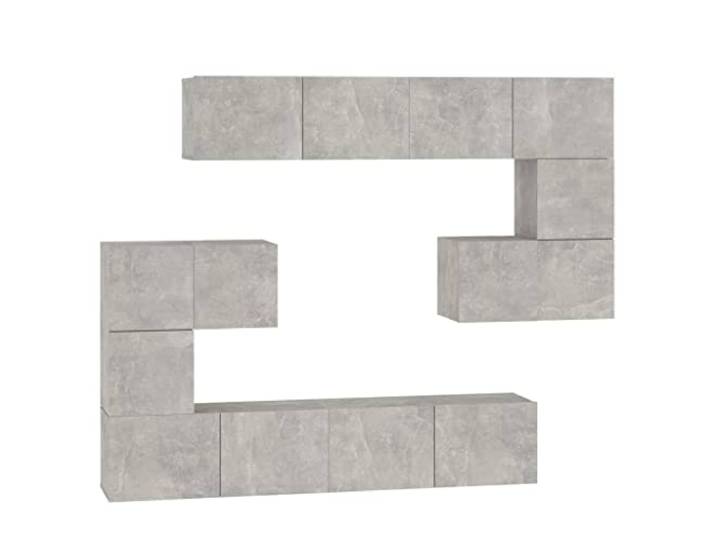 hliofuir 8-TLG. TV-Wandschrank Set Betongrau, Hängeboard Holzwerkstoff Flexibles 8-teiliges Lowboard Ensemble für Wohnzimmer und Büro, schafft ordentlichen Stauraum an jeder Wandfläche.
