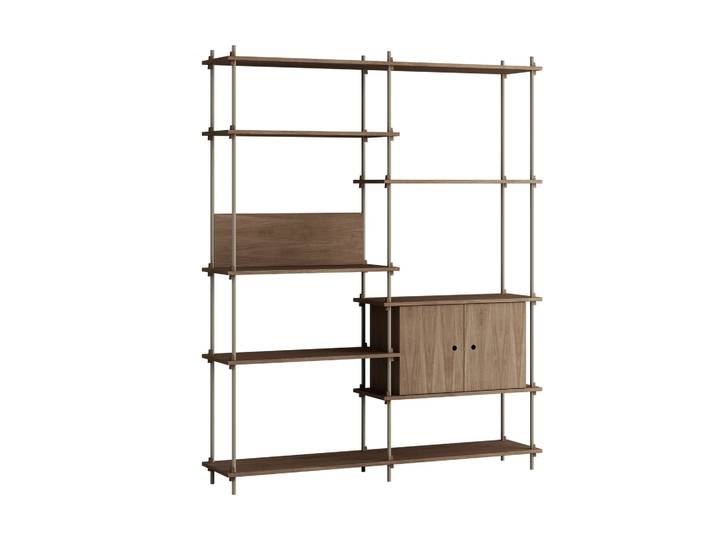 MOEBE Shelving System Regal mit Schrank Geräucherte Eiche-warm grey, 163x200x35 cm, S.200.2.C