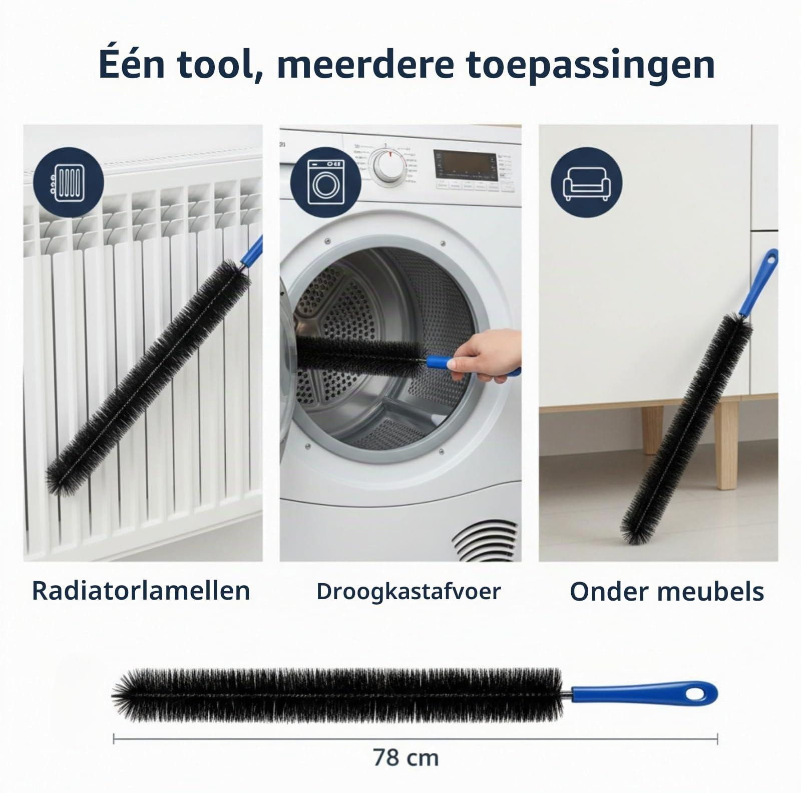 Dripio Flexibele Radiatorreinigingsborstel, 78 cm