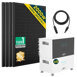 2000 Watt Balkonkraftwerk mit SunenergyXT 500 Speicher - 500W x4 / 5xB500 Erweiterungsakku (25.1 kWh) / Ohne Halterung