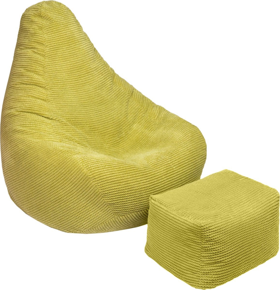Corduroy Highback Zitzak Stoel met Voetbankje voor Volwassenen - Ergonomische Ligstoel voor Gaming en Woonkamer