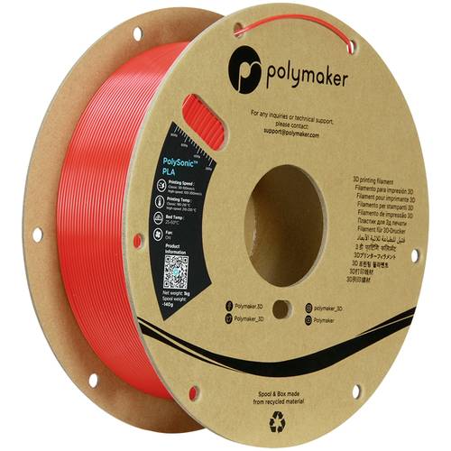 Polymaker PA12005 Filament PolySonic PLA red High Speed PLA / 1.75mm / 1kg Filament PLA Highspeed Filament 1.75mm 1000g Rot Po
