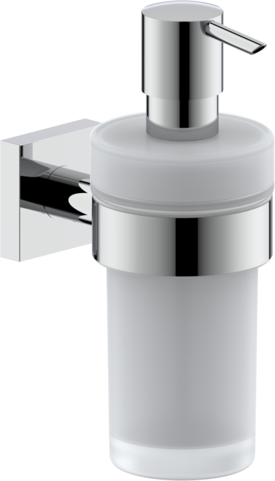 Bravat Quaruna Flüssigseifenspender 753810 Glas satiniert, chrom, zum Kleben oder Schrauben