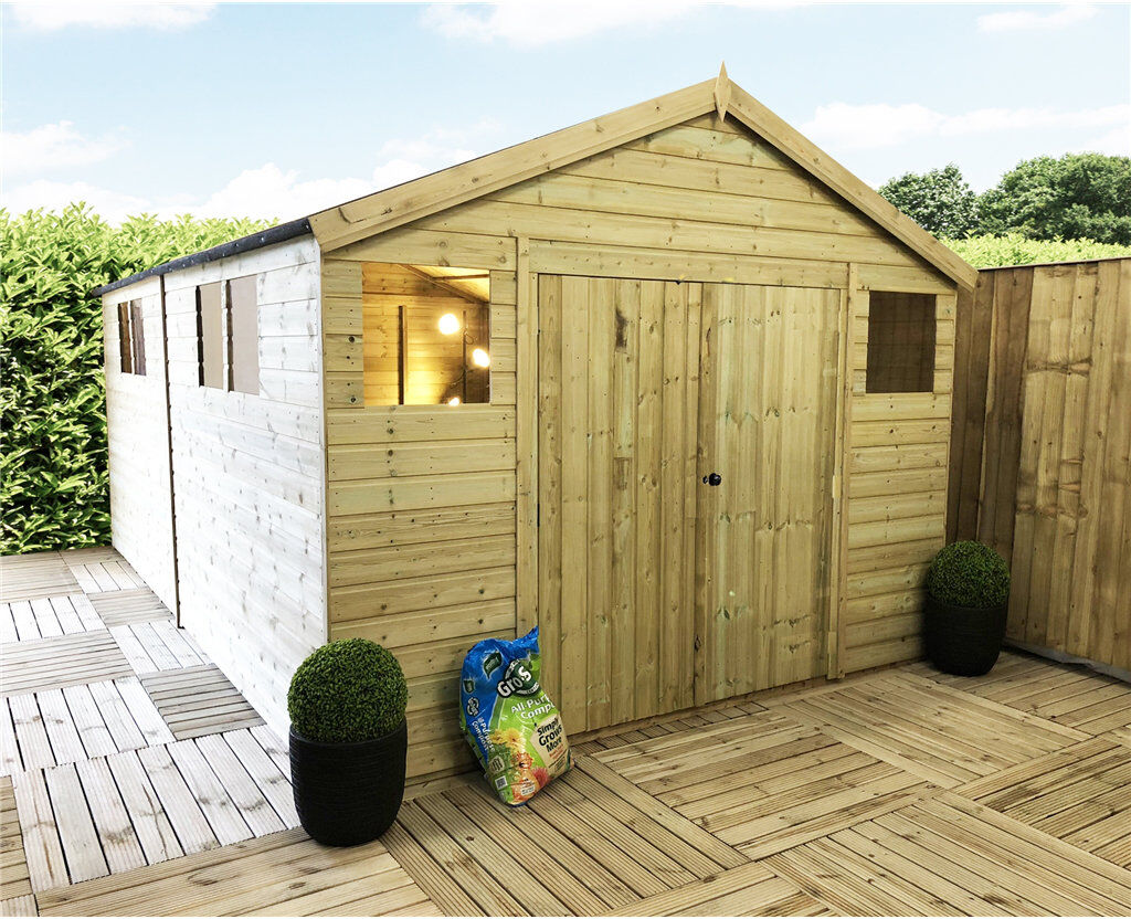 Dakota Fields Izola Solid Wood Garden Shed Natural 16 ft. W x 28 ft. D