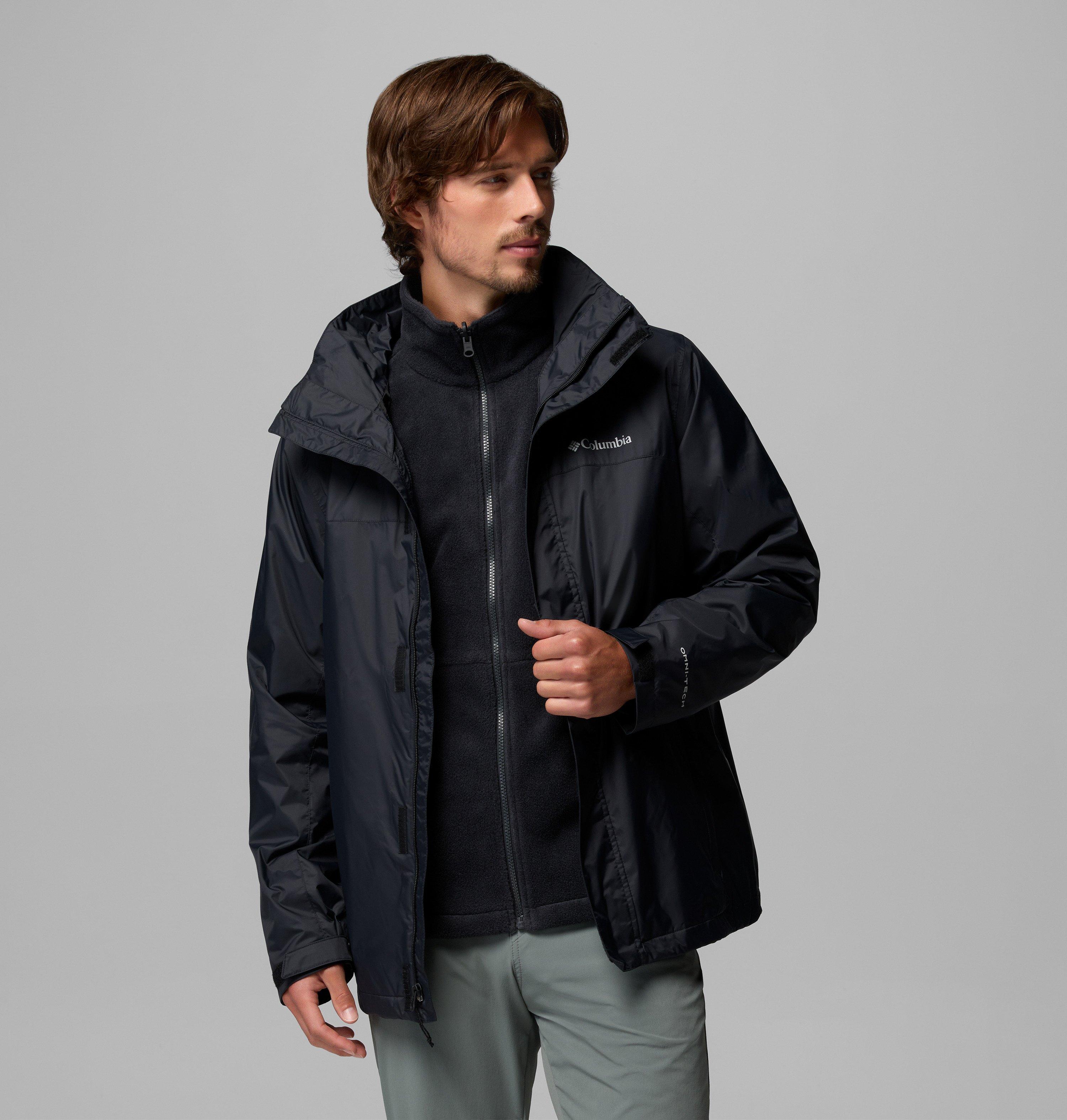 3-in-1-Funktionsjacke COLUMBIA "Watertight Interchange Jacket", Herren, Gr. L (50), schwarz, Obermaterial: 100% Nylon. Futter: 100% Nylon, Po-bedeckend, Jacken 3-in-1-Funktionsjacke, mit Reissverschluss, wärmeisolierend, wasserabweisend, windabweisend sch