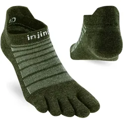 Injinji Unisex Run Lightweight No-Show Merino Wool grün
