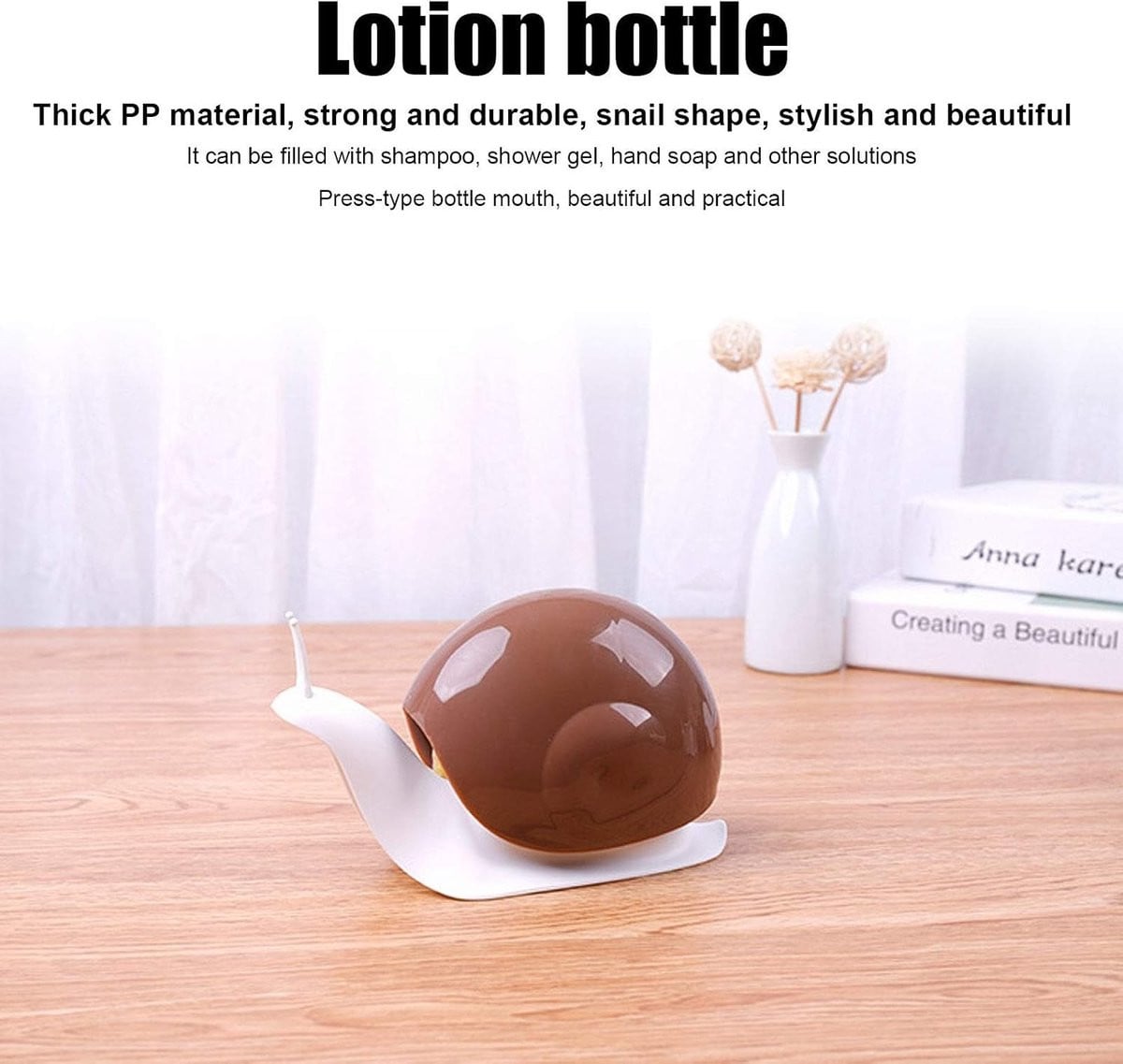 Bruine Slakken Zeepdispenser - Draagbare Fles voor Cosmetica en Lotion voor Keuken en Badkamer