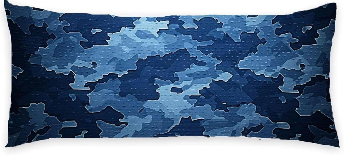 Lange kussensloop van ademend linnen in blauw - 55 x 160 cm