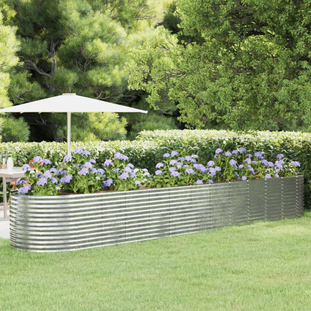 Dakota Fields Garden Raised Bed Powder-coated Steel Silver 68 cm x 447 cm x 140 cm