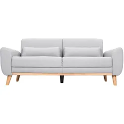 Design-Sofa 3 Plätze Stoff Hellgrau Eichenbeine EKTOR
