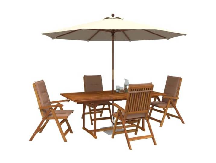 vidaXL 5-teiliges Garten-Esszimmer-Set Natur Massivholz Akazie Langlebiges Material, ideal für Gartenessgruppen, Bietet ein glattes Finish mit starker Haftung, Einfaches und funktionales
