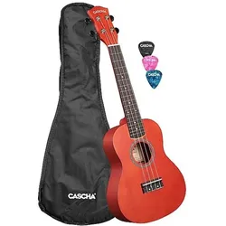 Cascha CUC102 Konzertukulele – Linde Rot – Aquila Saiten (Konzert), Ukulele, Rot