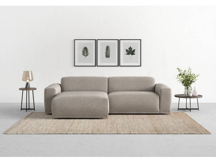 Ecksofa, 100% Polyester, Taupe Grau, 255×160 cm, L-Form, Modern, TRENDMANUFAKTUR
