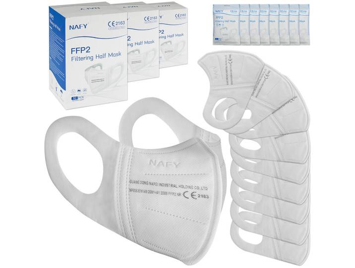 tectake Staubschutzmasken 200er Set, EN 149:2001+A1:2009, weiß, Weiß, 0.1x14x18 cm, Freizeit & Co, Wellness & Gesundheit, Körperpflege