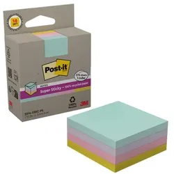 Post-it Super Sticky Recycling Haftnotizen »Super Sticky 100 % Recycling Notes« 7,6 x 7,6 cm gelb / rosa / lila gelb