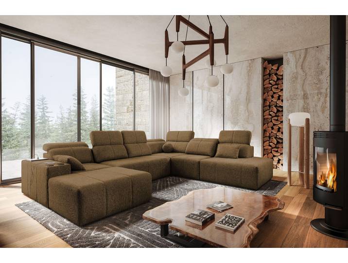 Kaiser Möbel Ecksofa multifunktional Mindy X, Stoff Quelle Braun Links