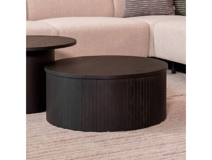 LABEL51 Salontafel Oliva - Zwart - Eiken - 70 cm - Rond