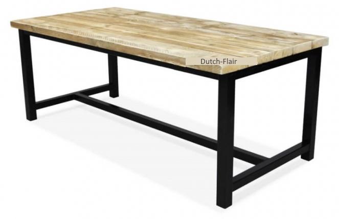 Tisch Serie H mit H-Form Stahlgestell, 5 cm starke Holzplatte, Höhe 78 cm