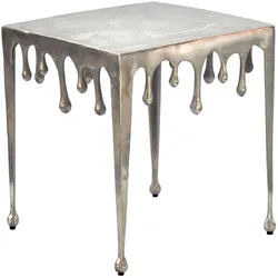 FineBuy, Couchtisch + Beistelltisch, Beistelltisch 45,5cm Anstelltisch Tropfen Couchtisch Quadratisch Drops Dekotisch (46 x 46 x 51 cm)