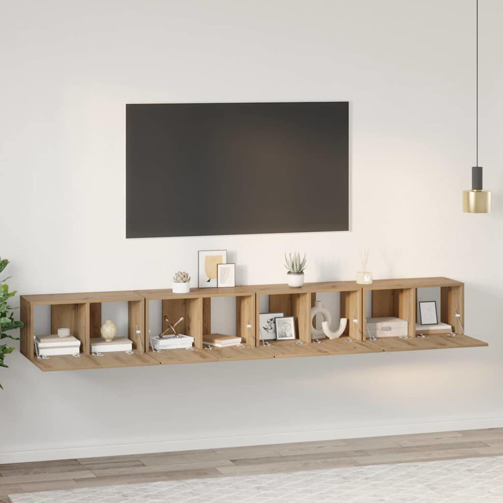 17 Stories TV Cabinet Set 4 Pcs 60 X 30 X 30 Cm Engineered Wood Artisan Oak 70"