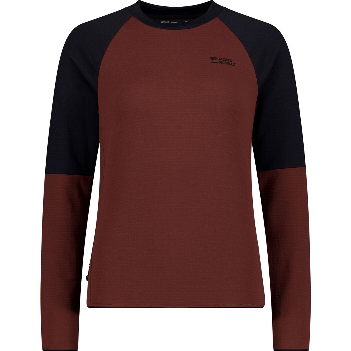Mons Royale Womens Quad Merino Fleece Pullover sable / black (222) M 100857-1171-222-M