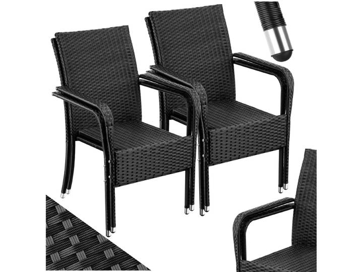 Rattanstuhl Girona, stapelbar, Belastbarkeit 120 kg - 4er Set