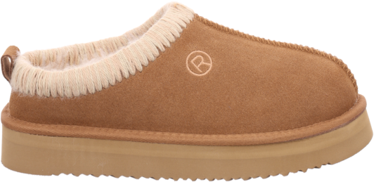 Pantoffel ROHDE "Genova", Damen, Gr. 38, Lammfell, braun (hellbraun), Veloursleder, Schuhe Pantoffel, Mules, Hausschuh, Homeslipper mit Lammfell
