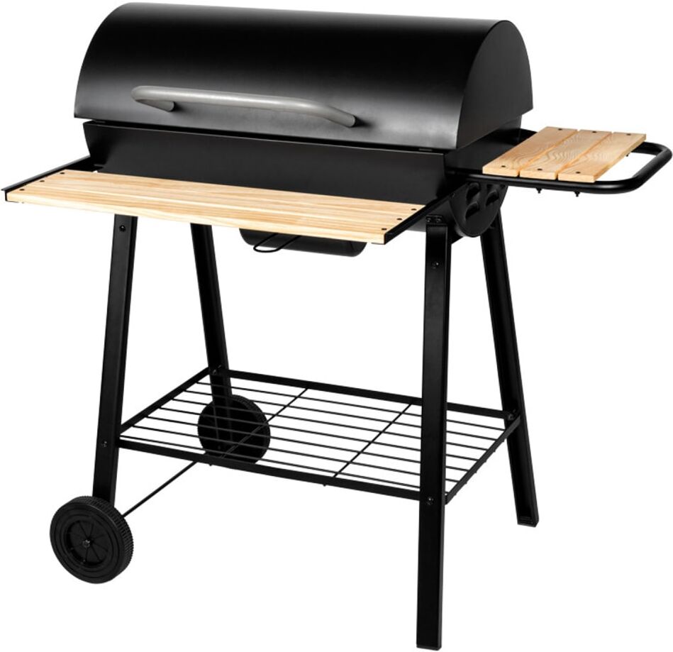 Somagic Barbecue au charbon sur chariot avec tablettes latérales Noir 92x92x70cm