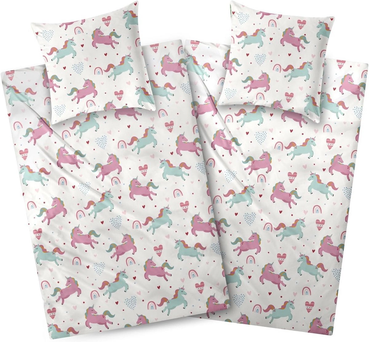 Warm Flanellen Dekbedovertrek Unicorn Roze voor Kinderen, 135 x 200 cm