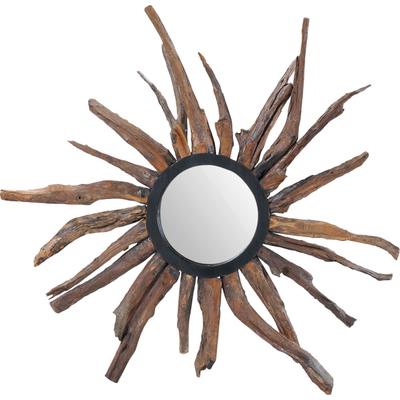 Spiegel SIT "Nîmes rund aus recyceltem Suarholz mit Sonnenrahmen", beige (natur), B:90cm H:90cm T:8cm, Spiegel, Außergewöhnlicher Spiegel mit sonnenförmigem Rahmen