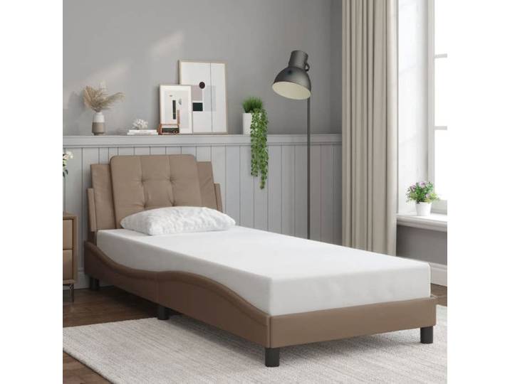 CHIC Lit adulte 1 place - 80x200 cm Structure/Cadre de lit cappuccino 80x200 cm similicuir #Sara25868