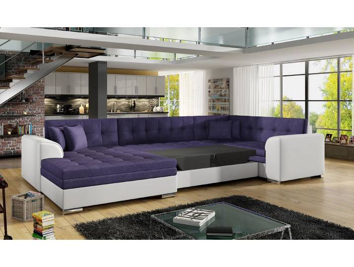 JVmoebel Wohnlandschaft Bequemes Schlafsofa in Lila-Weiß mit pflegeleichtem Bezug, Made in Europa