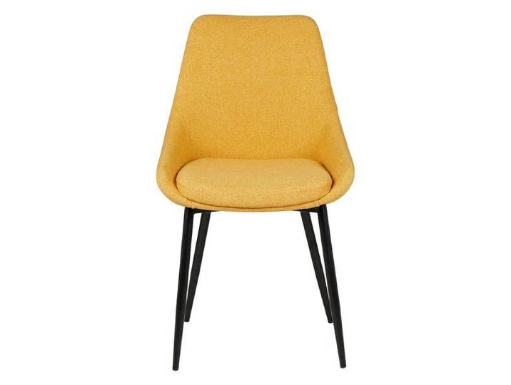 Chaise en tissu jaune moutarde