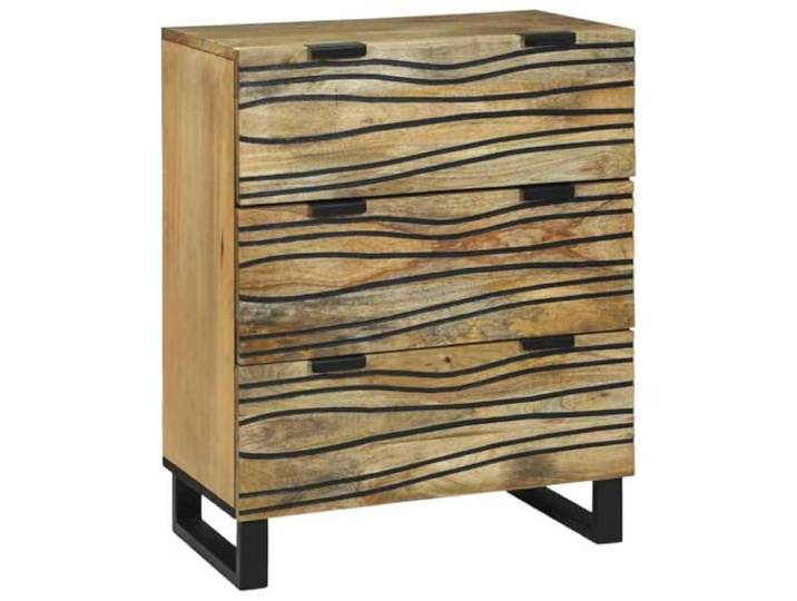 RJPLMFV Anrichte, Braun, 60 x 33,5 x 75 cm, Mangoholz, massiv Füße aus Eisen, Griffe Vintage, Aufbewahrung für Wohnzimmer, Esszimmer, Flur