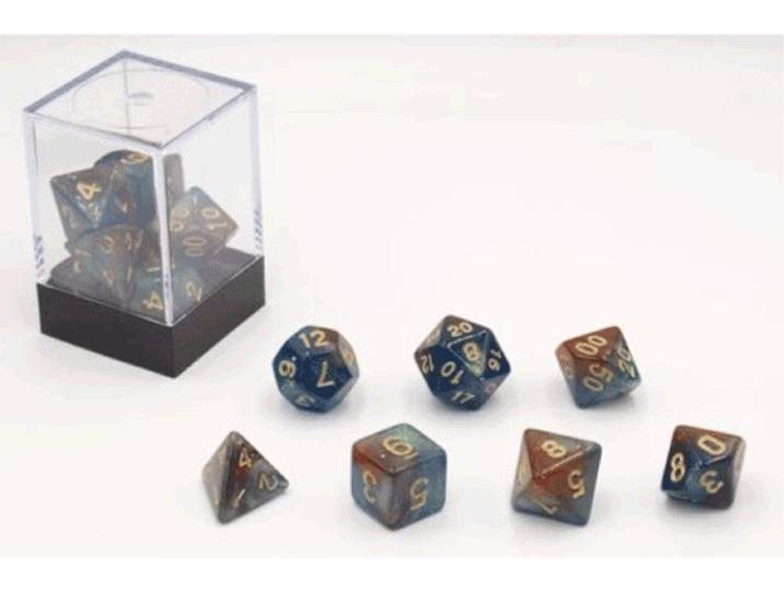 HOT Games Stardust - Dobbelstenen set 7 stuks - Goud/blauw (7 stuks)