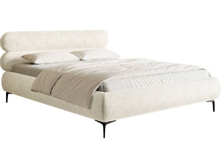 Selsey Roule - Lit rembourré blanc crème avec pieds noirs\, 140 cm