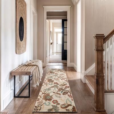 World Rug Gallery Beige / Multi Botanical Scroll Area Rug