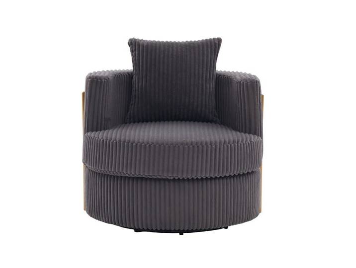 HOMVRA Lot de 2 fauteuils pivotants 360° en cord gris avec rangement sous l'assise